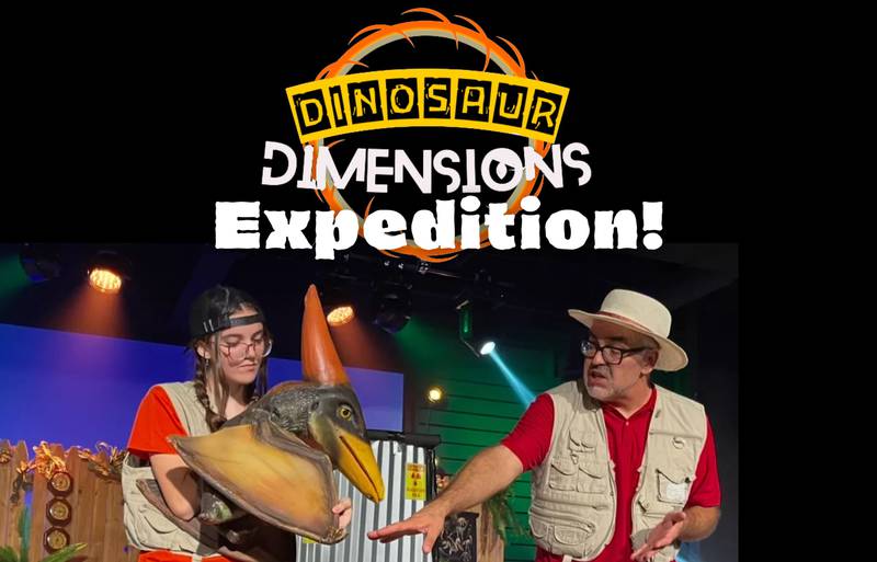 Dinosaur Dimensions Expedition comes to the Raue Center for the Arts in Crystal Lake at 1 p.m. Saturday, April 18, 2026.