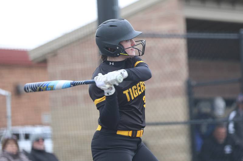 Joliet West’s Laci Cole locks in on a pitch against Sandburg on Thursday, March 12, 2026 in Joliet.