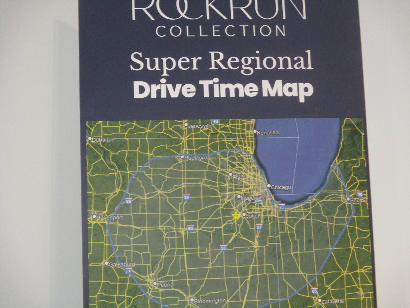 A map inside Cullinan Properties construction trailer marks off the planned market area for its Rock Run Collection development in Joliet. May 6, 2026