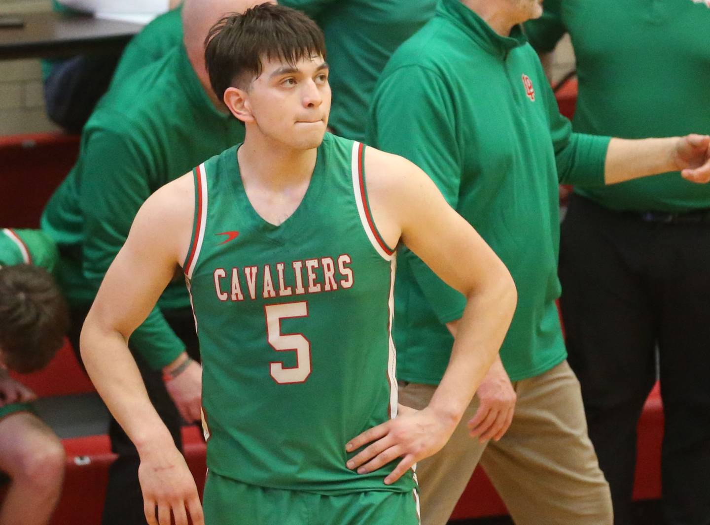 L-P's Erick Sotelo watches the clock wind down after losing to Morton during the Class 3A Sectional semifinal game on Tuesday, March 3, 2026 in Kingman Gymnasium at Ottawa High School.