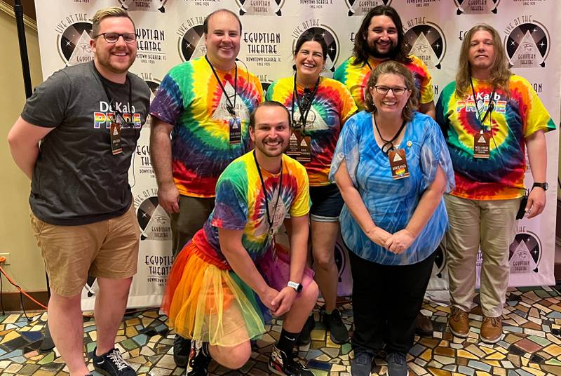 The Egyptian Theatre staff members and volunteers at the second annual DeKalb Pride event.