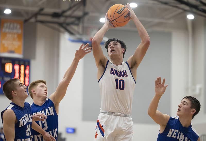 Eastland’s Zyacn Haverland puts up a shot against Newman Tuesday, Dec. 10, 2024, at Eastland High School.