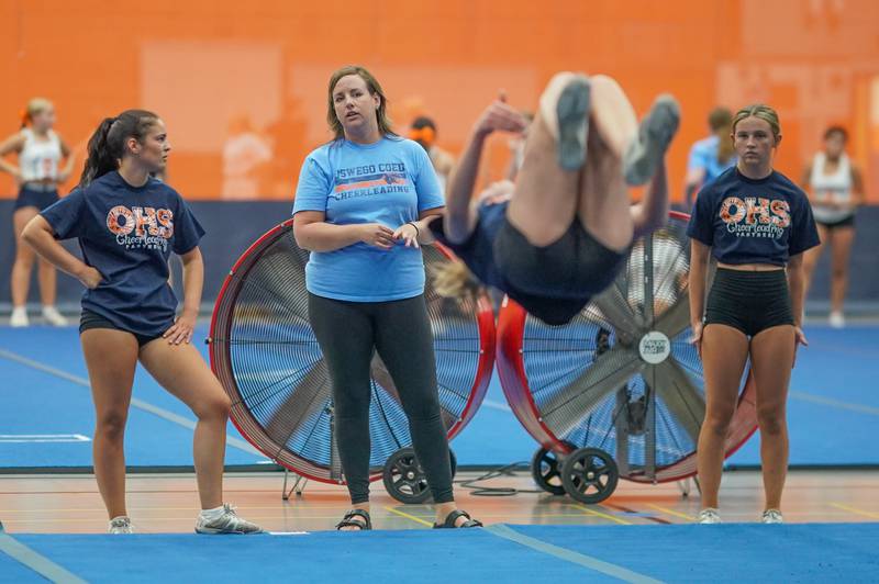 Army veteran and Oswego cheerleading coach Maggie Hill at Oswego High School on Thursday, Sep 12, 2024.