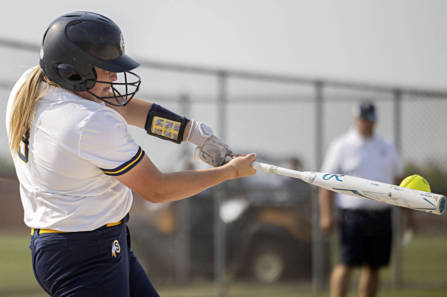 Sterling’s Marley Sechrest drives the ball against Boylan Tuesday, May 23, 2023 during a class 3A regional semifinal game in Belvidere.