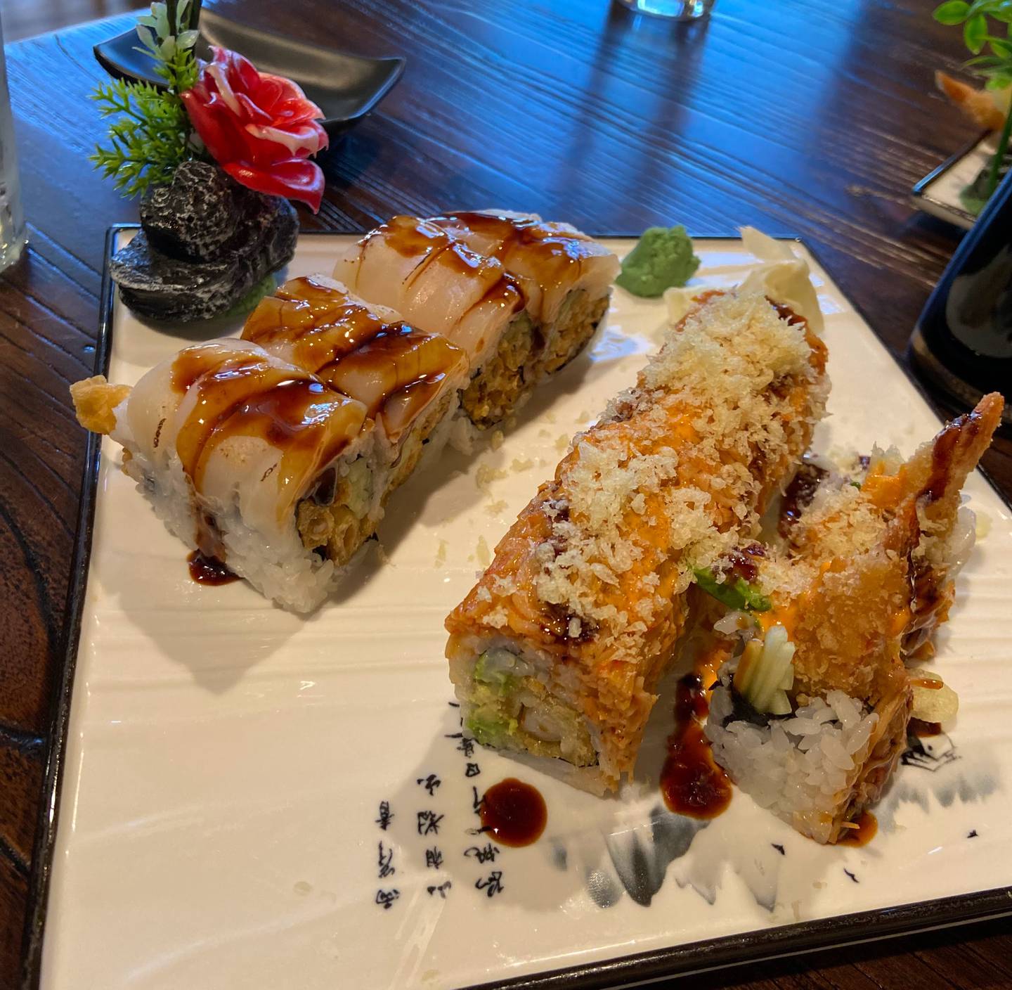 My fellow diner ordered the crazy kani roll and the torched scallop roll at Susie Sushi, located at 700 Northwest Highway in Fox River Grove.