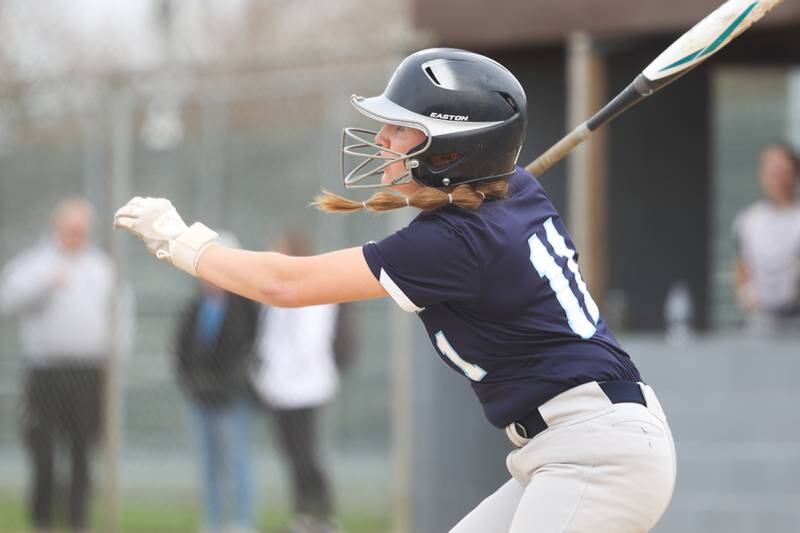 Plainfield South’s Giana Zumdahl singles against Joliet Catholic on Wednesday, April 10, 2024.