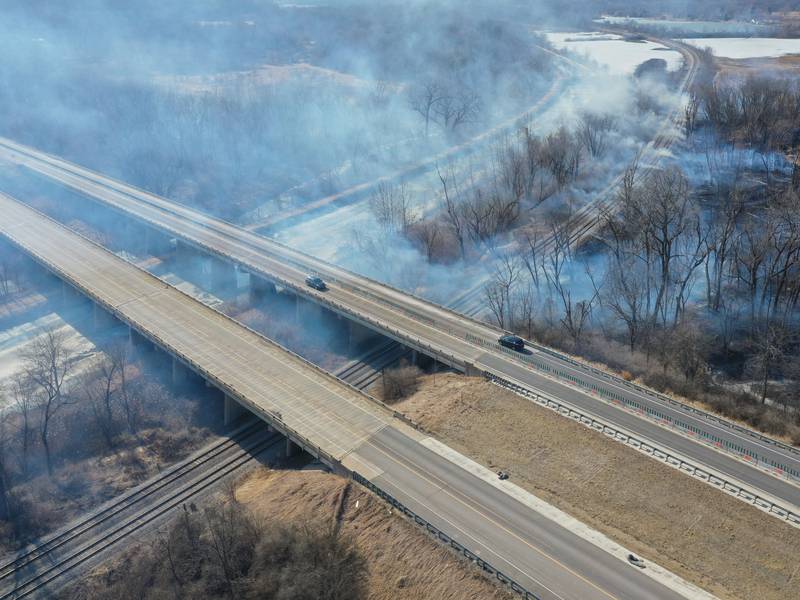 Photos: Large brush fire engulfs area along Interstate 180 in Princeton