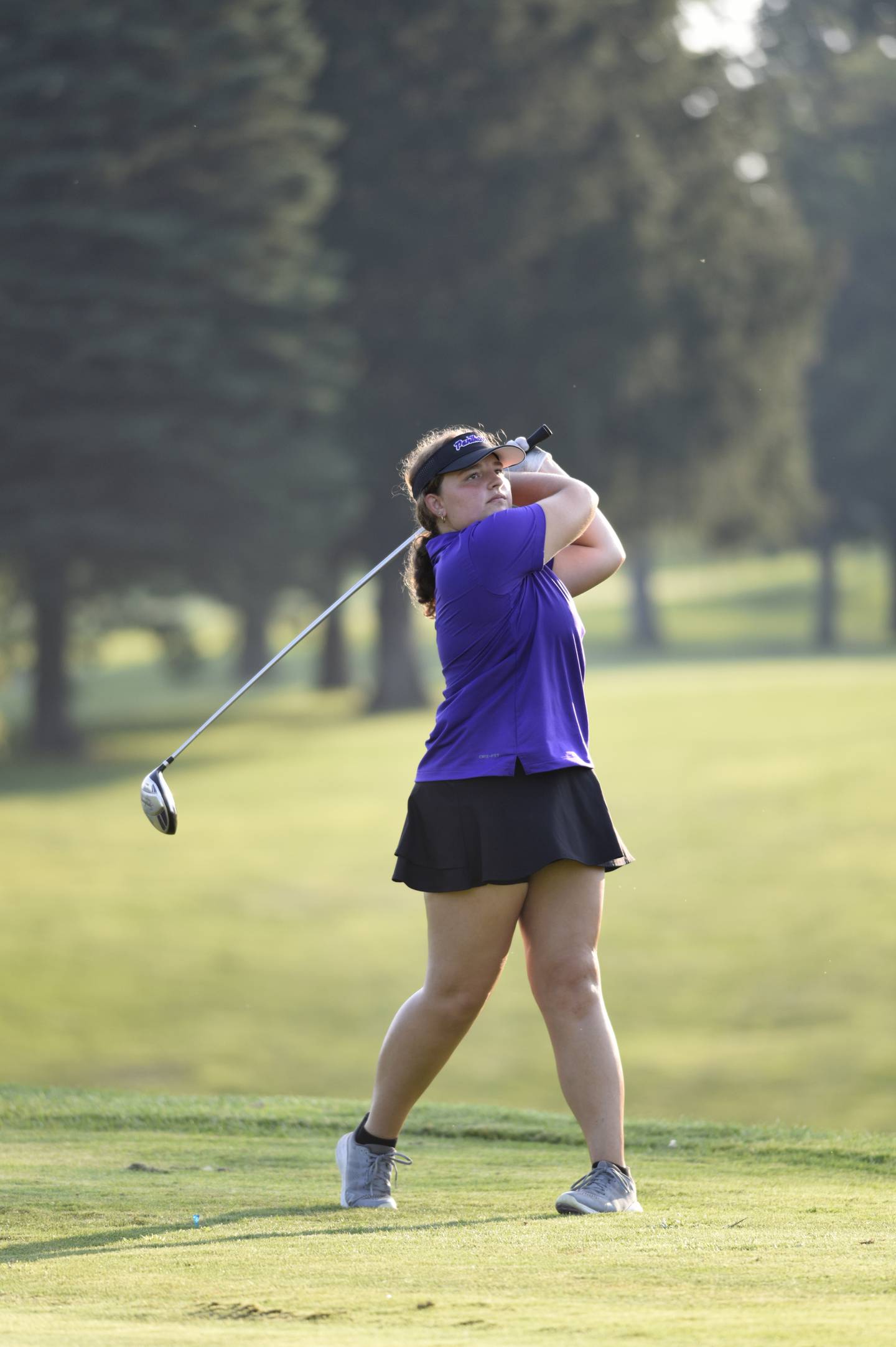 Manteno's Camryn Haines tees off on a hole at Minne Monesse Golf Club on Friday, August 15, 2025.