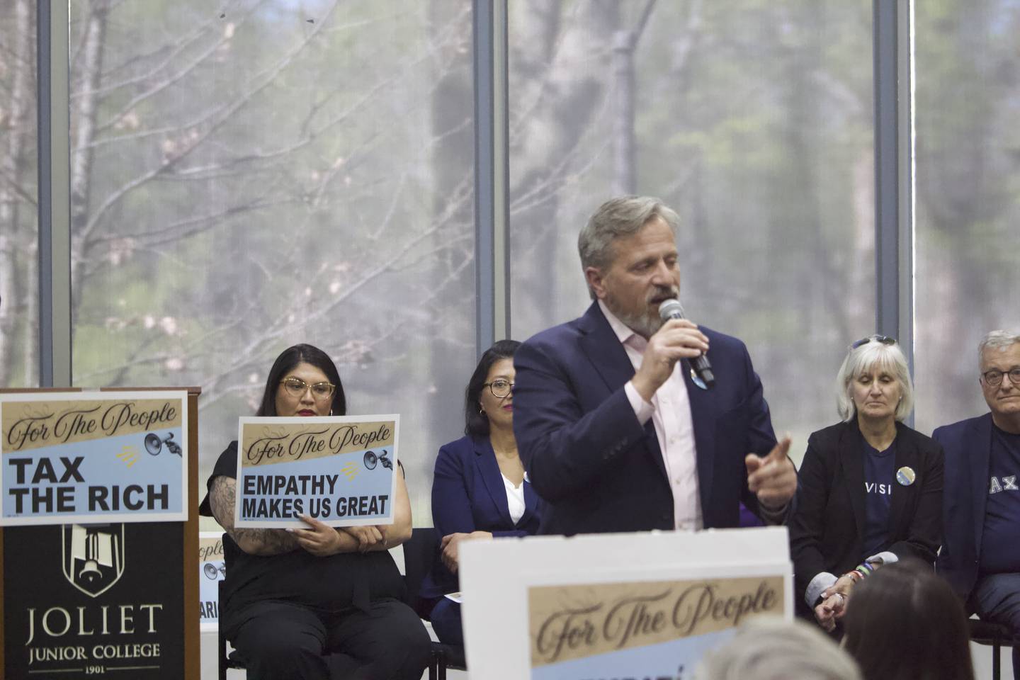 State Sen. Robert Martwick, D-Chicago, speaks on Sunday, April 27, 2025, at Joliet Junior College in Joliet.