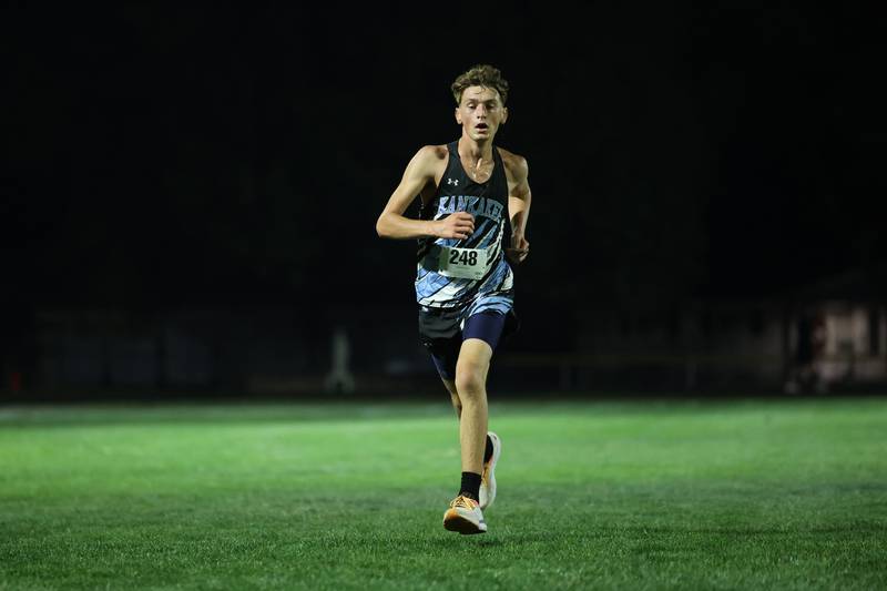 Kankakee's Asa Chandler runs during the All-City cross country meet at Bishop McNamara on Wednesday, Sept. 17, 2025.