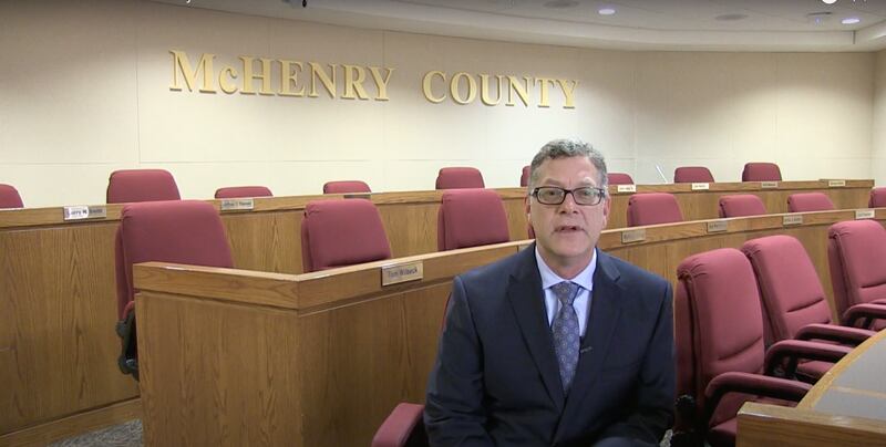 McHenry County Board Chairman Mike Buehler speaks for his annual State of the County address Wednesday, February 9, 2022 in Woodstock.