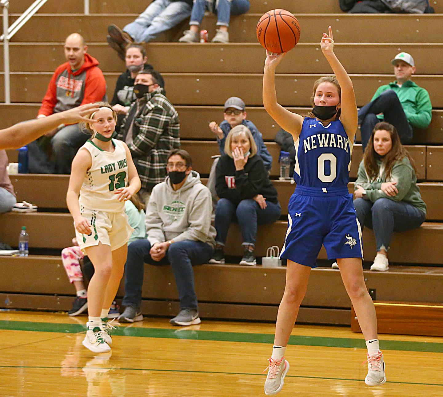Newark's Emily DiClementi (0) shoots a wide-open shot against Seneca on Thursday Dec. 16, 2021 in Seneca.
