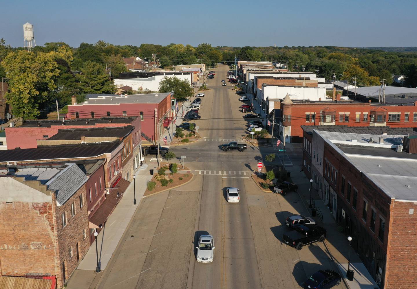 An aerial view of downtown Spring Valley on Tuesday, Sept. 17, 2024.