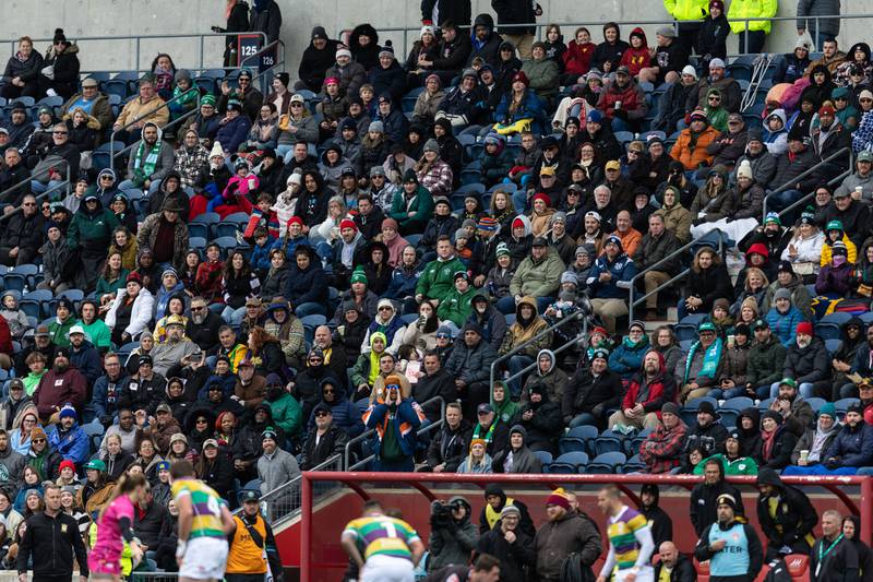 Fans during the Chicago Hounds versus NOLA Gold rugby match, at Seat Geek Stadium in Bridgeview, on Sunday April 23, 2023.