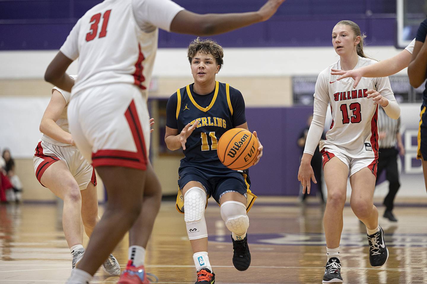 Sterling’s Joslynn James pulls up for a shot against Stillman Valley Saturday, Dec. 27, at the Duchesses Basketball Christmas Classic.