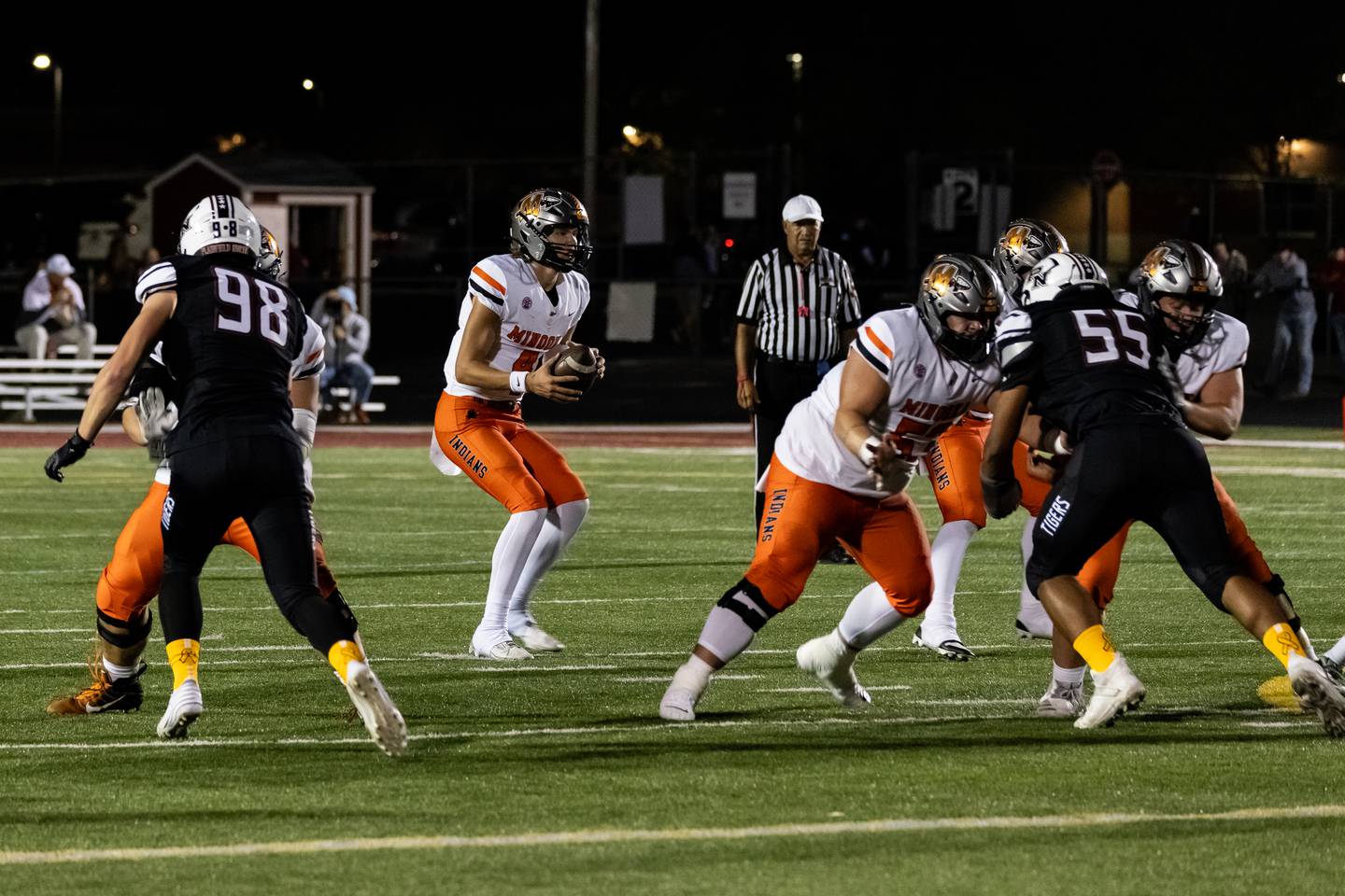 Minooka's Zane Caves prepares to pass during the Oct. 11 game against Plainfield North.