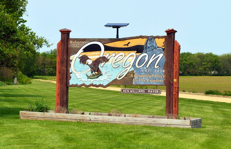The city of Oregon's welcome sign.