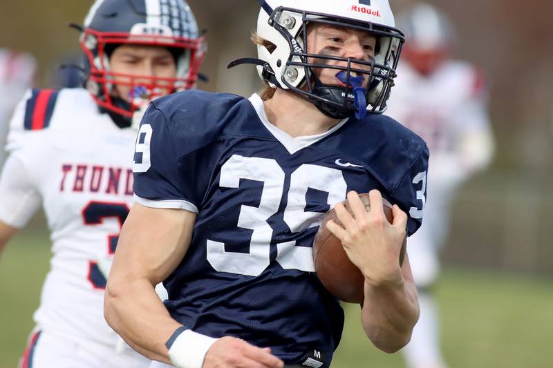 Cary-Grove’s Holden Boone sprints for an early touchdown against Belvidere North in IHSA Class 6A quarterfinal playoff football action on Saturday, Nov. 16, 2024, at Al Bohrer Field on the campus of Cary-Grove High School in Cary.