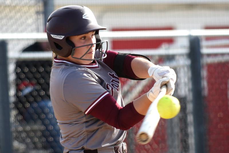 Lockport's Sophia Hutera hits a pitch during a game at Bradley-Bourbonnais Tuesday, April 28, 2026.