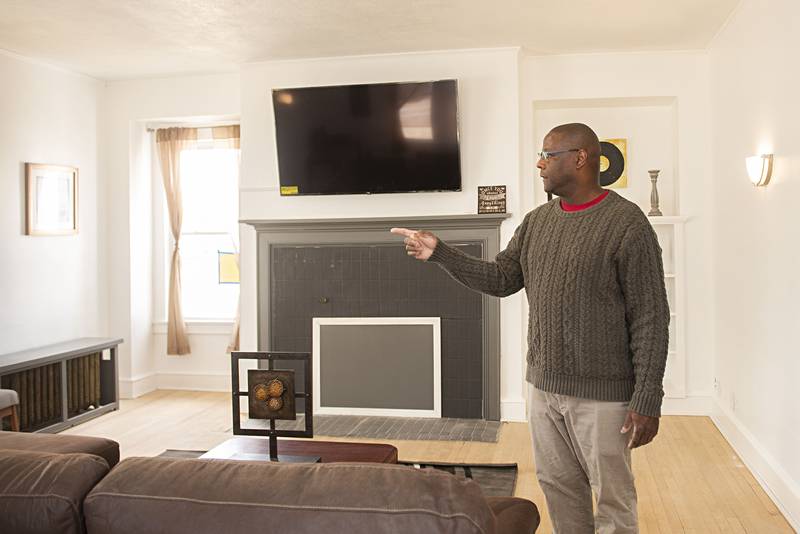 Gerald Lott, director of Sauk Valley Voices of Recovery, tours a building in Dixon on Wednesday, Feb. 23, 2022, which is being converted into a home for men who are recovering from alcohol or drug addictions.