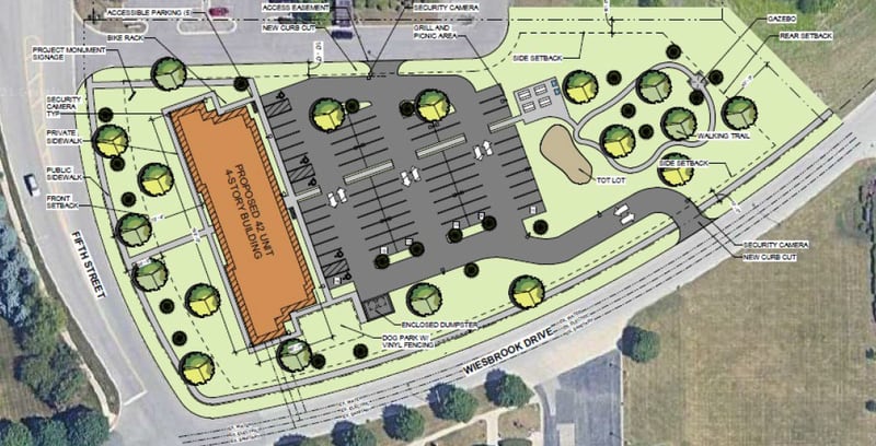 Conceptual site plan for Deville Manor. Images taken from Woda Cooper's concept presentation.