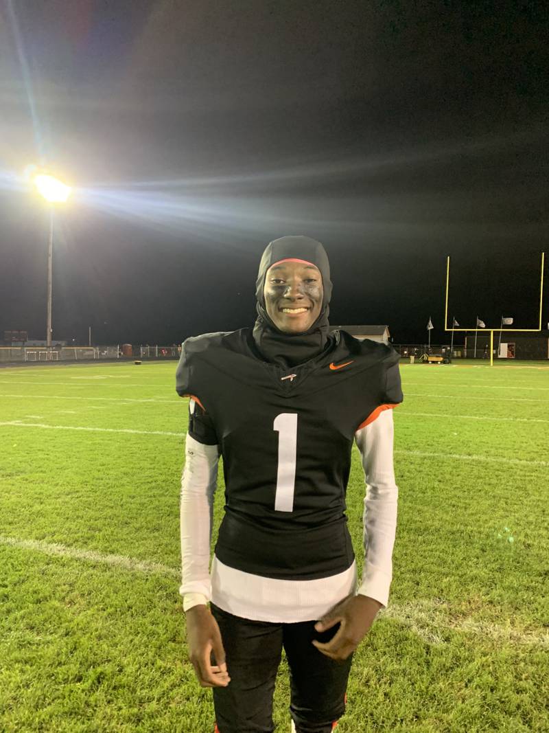 Sandwich senior running back Simeion Harris rushed for 141 yards and two touchdowns in the Indians' 49-7 victory over Harvard on Friday night.