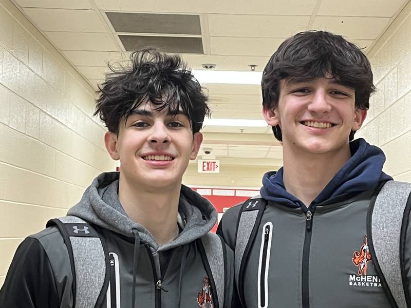 Marko Visnjevac (left) and Hayden Stone helped lead McHenry to a 55-50 win over Huntley in their Fox Valley Conference game Tuesday in Huntley.