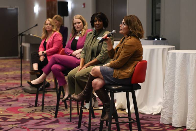 Meg Loughran Cappel, IL State Representative (D-49), speaks at the Joliet Region Chamber of Commerce Council for Working Women luncheon on Thursday Mar. 7th, 2024 in Joliet.