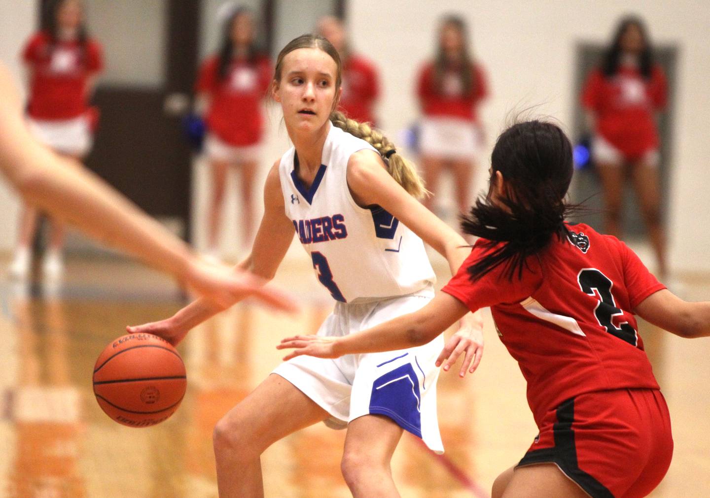 Glenbard South’s Jamie Mizwicki drives toward the basket during a game against East Aurora at Glenbard South in Glen Ellyn on Thursday, Jan. 26, 2023.