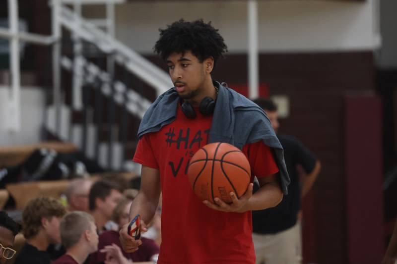 Bolingbrook’s JT Pettigrew sits out the game against Sandwich at the 37th Morris Boys Shootout on Tuesday, June 25, 2024.