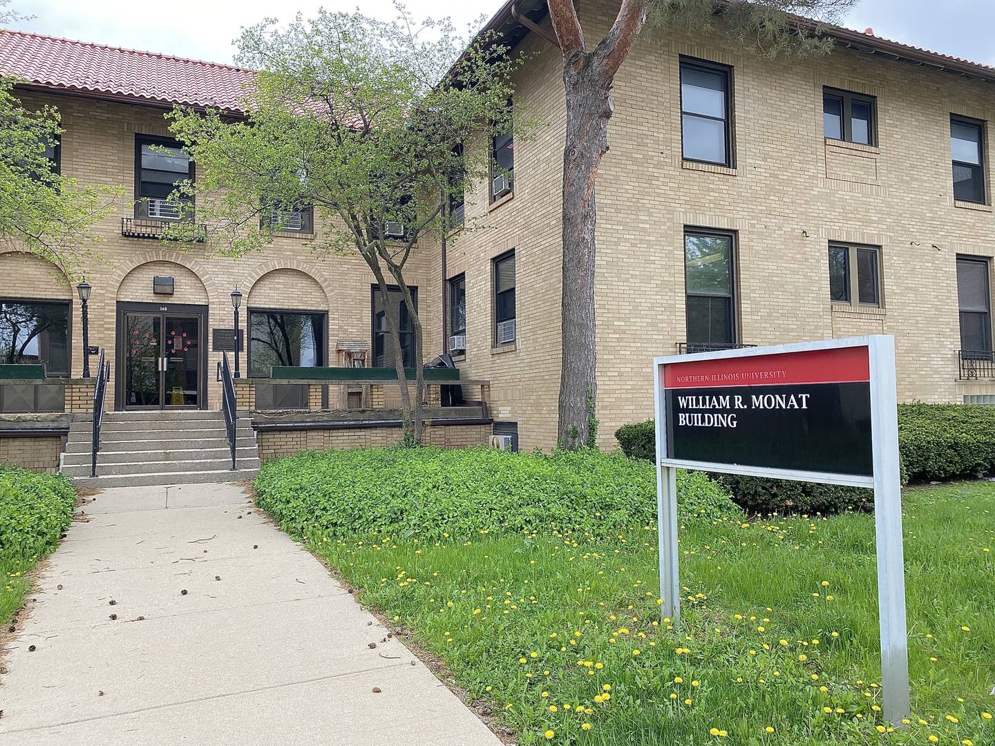 Northern Illinois University's William R. Monat Building for government studies, formerly the Rice Hotel, 148 N. Third St., shown on April 14, 2026, is expected to be sold to the city of DeKalb for $1. The city plans to demolish the vacant building to make way for a parking lot downtown.