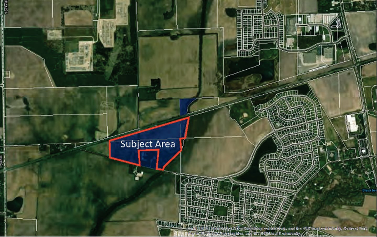 The new 53.7 acre ‘Daniels (North)’ site, dubbed the DMYF-Loftus, Malinski Yorkville family, LLLP data center, is located at the north end of Faxon Road, and east of Beecher Road, and south of the Burlington Northern Santa Fe railroad.