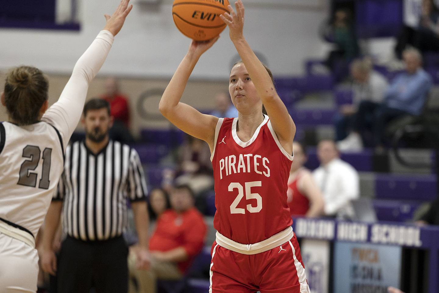 Ottawa’s Ayla Dorsey puts up a shot against Dixon Wednesday, Dec. 4, 2024, at Dixon High School.
