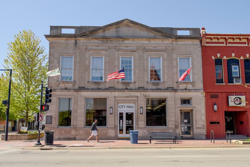 DeKalb City Hall along Lincoln Highway (route 38) in DeKalb, IL