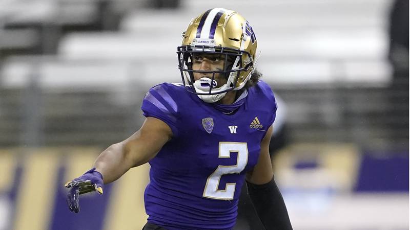 Washington defensive back Kyler Gordon lines up against Oregon State on Nov. 14, 2020, in Seattle.