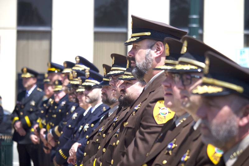 Members of the Will County Sheriff's Office attend the 44th Annual Will County Law Enforcement Memorial Day ceremony on Thursday, May 8, 2025, the Will County Law Enforcement Memorial, 14 W. Jefferson St., Joliet.