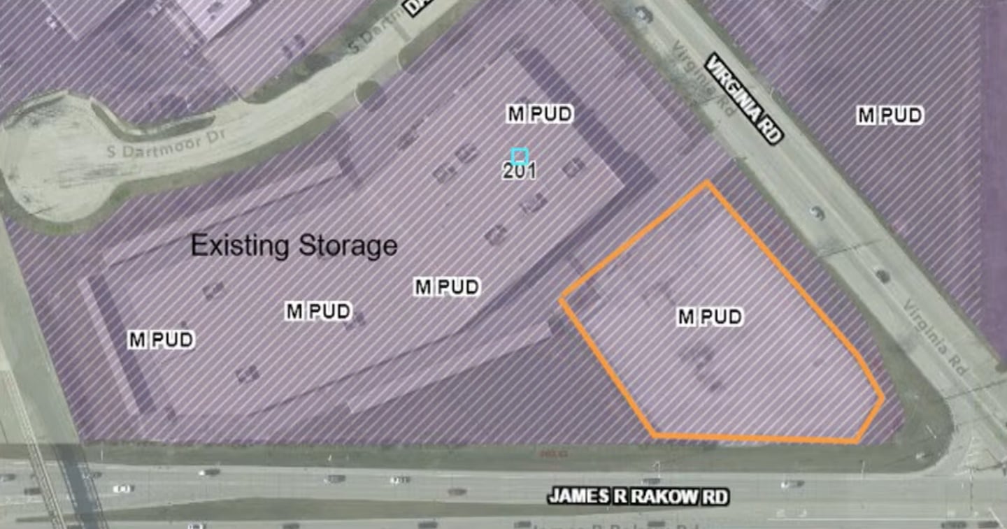 A site layout of the proposed Extra Space Storage expansion, located at 201 S. Virgina Road, Crystal Lake.