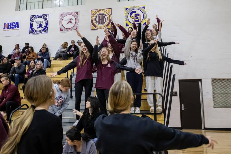 Lockport’s fans cheer on the varsity volleyball team during the 4A L-W Central Regional varsity volleyball game against Plainfield North at Lincoln-Way Central on Oct. 30, 2025.