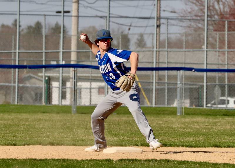 Tiger short stop Ryan Brucker fires to first base Tuesday.
