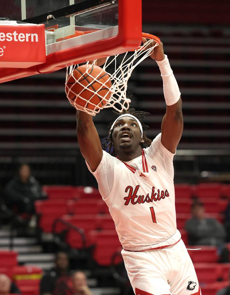 Northern Illinois' Will Lovings-Watts gets behind the Illinois Tech defense for a dunk during their game Monday, Nov. 13, 2023, at the NIU Convocation Center in DeKalb.