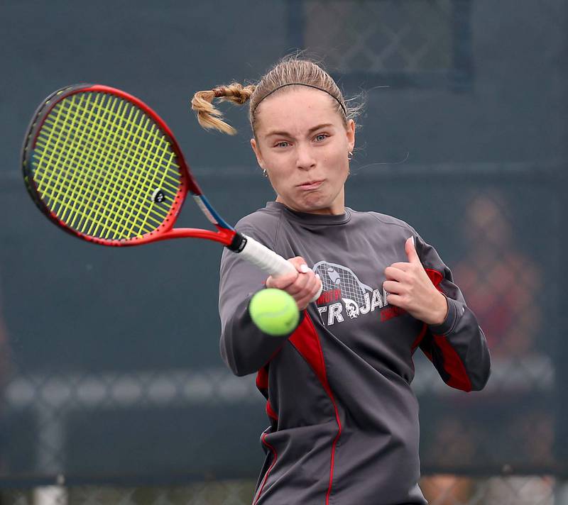 Timothy ChristianÕs Crystina Lee during in the 1A Doubles Final match at the IHSA State Tennis Finals Saturday October 21, 2023 in Buffalo Grove.