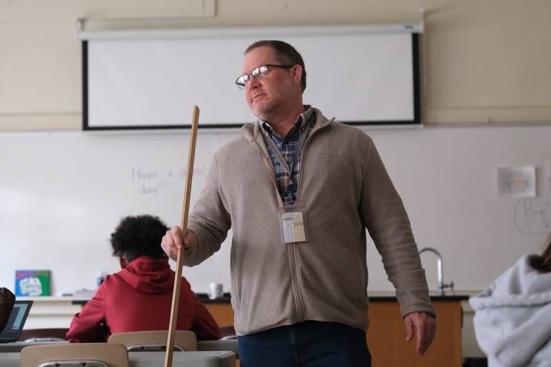 Joseph Williams spent his entire 33-year career teaching science at Lockport Township High School and will retire at the end of the 2021-2022 school year. He also served as head wrestling coach for 21 years. Wednesday, April 20, 2022, in Lockport.