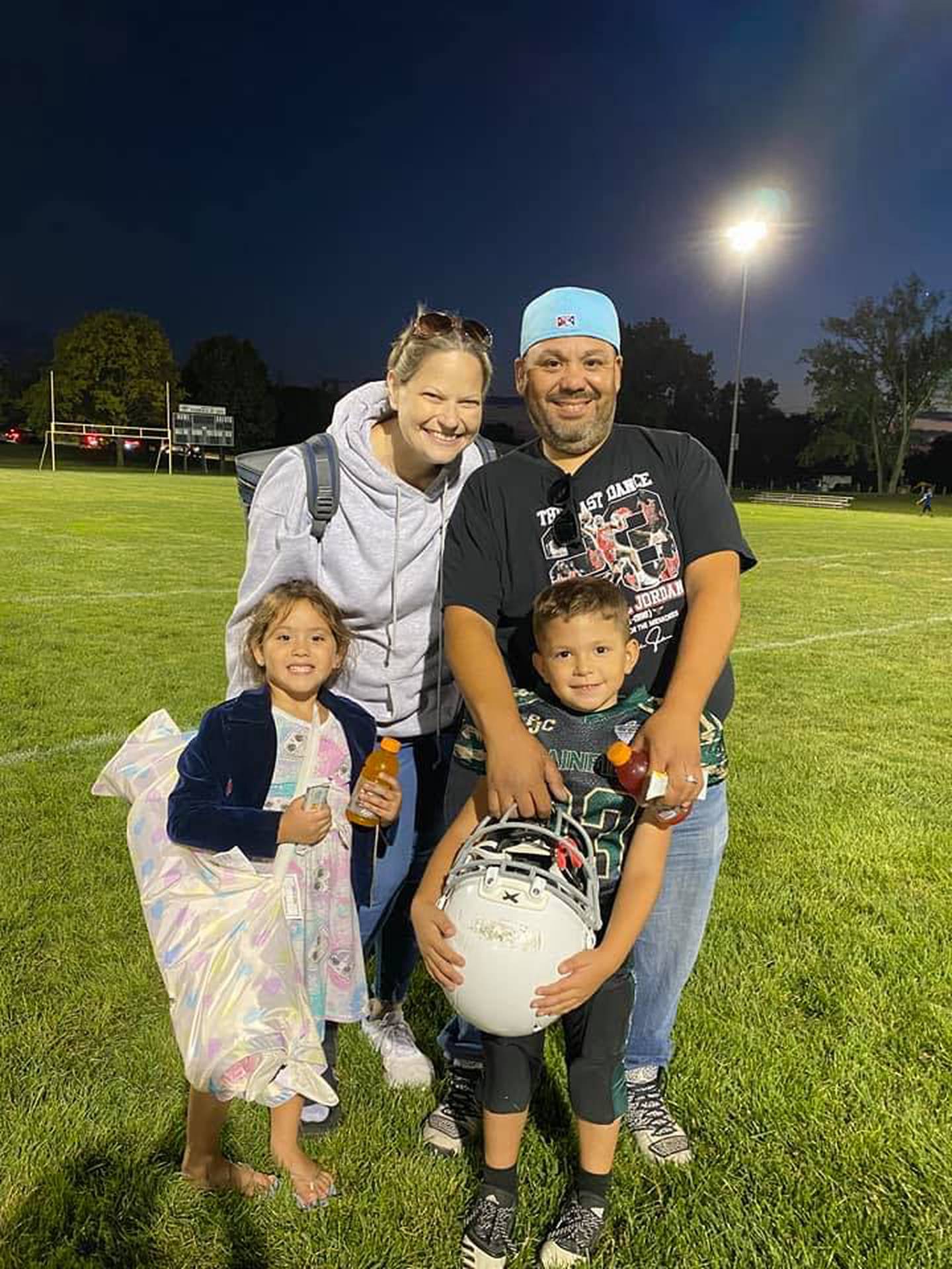 Holly Magaña of Joliet (left) is pictured with her husband Jesus and their children Isabella and Jesse, now 6. The kids accepted face masks during the pandemic but couldn't understand why school had to close.