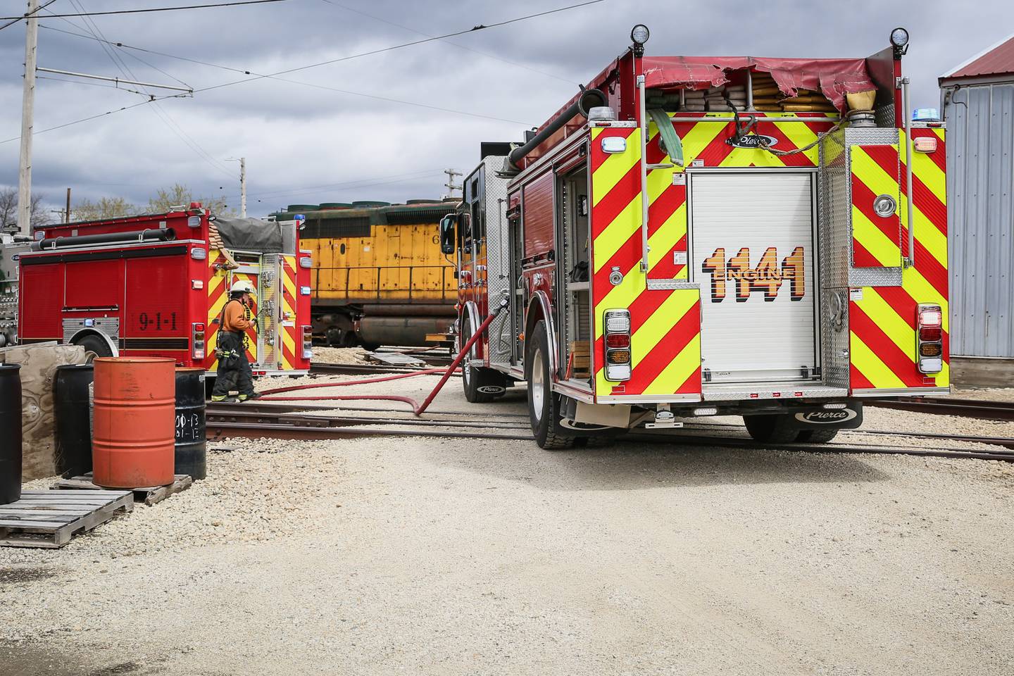 A railway locomotive caught fire at the Illinois Railway Museum on Monday, April 25. No injuries were reported and the fire was put out within 10 minutes.