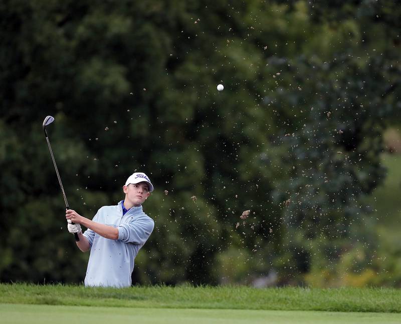 Ryan OÕRourke of Geneva, Tuesday September 19, 2023 at the Bartlett Hills Golf Club during the 2023 DuKane Conference Championship.