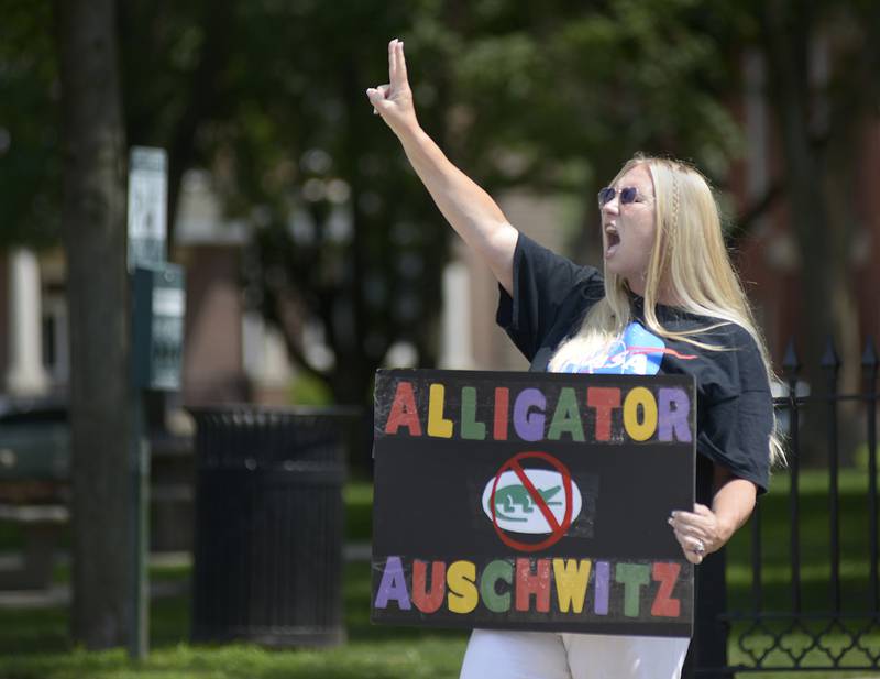 An estimated 100 took part Saturday afternoon in Ottawa’s Washington Square in the national “Rage Against the Regime” to protest the policies of President Tump’s administration.