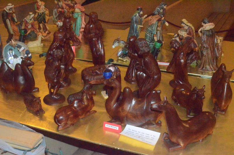 A Filipino nativity set of narra wood, the country's national tree, is among 60 sets displayed Friday, Dec. 5, 2025 at Church of the Good Shepherd United Methodist of Oswego during Oswego's annual Christmas Walk.