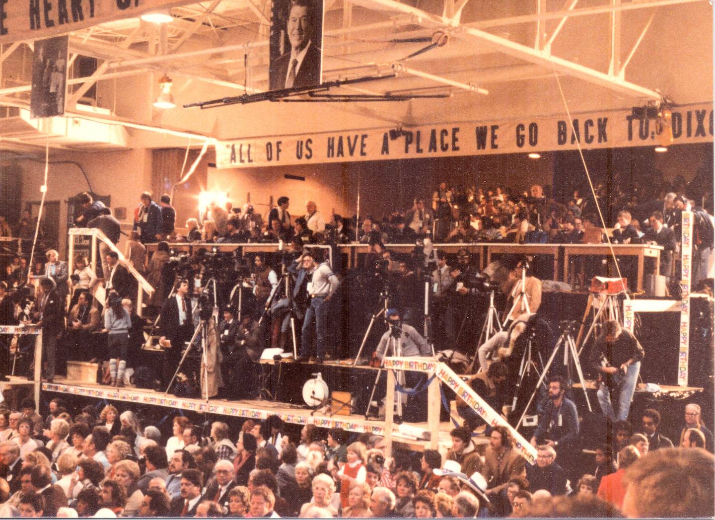 The 3-story media platform at Lancaster Gym.