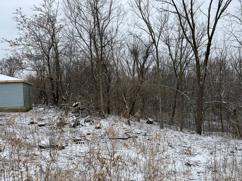 A wooded area north of the 700 block of Patterson Road in Joliet Township seen on Thursday, Feb. 24, 2022. On Wednesday, Feb. 23, 2022, three men discovered human remains in the area.