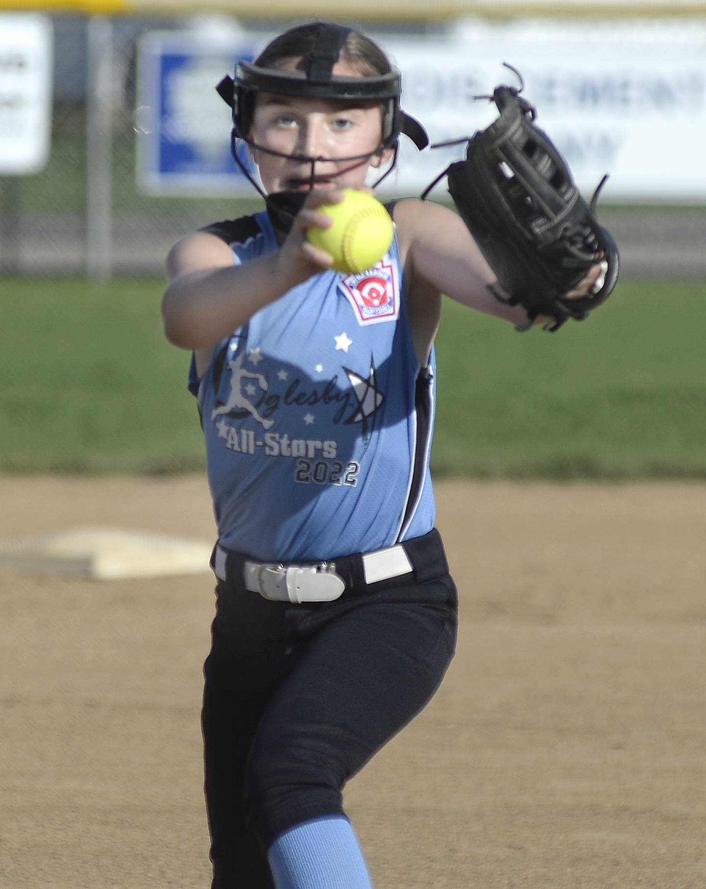 Oglesby's Cara Kilmartin fires a pitch in Thursday's District 20 Minor League title game at La Salle.